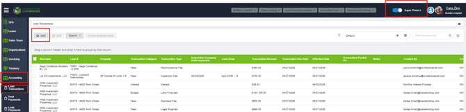 Add Transaction To Loan 1