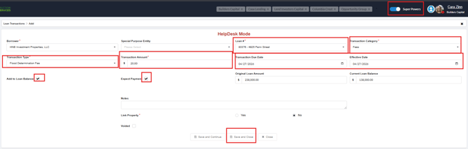 Add Transaction To Loan 2