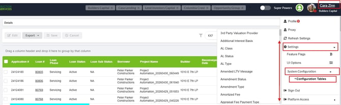 Locate Configuration Tables